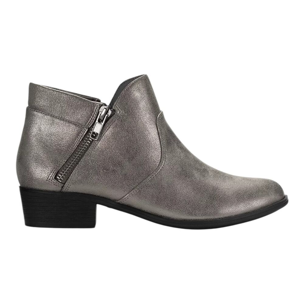 Sun + Stone Women's Adelinee Double Zip Ankle Booties Pewter Size 7 1/2